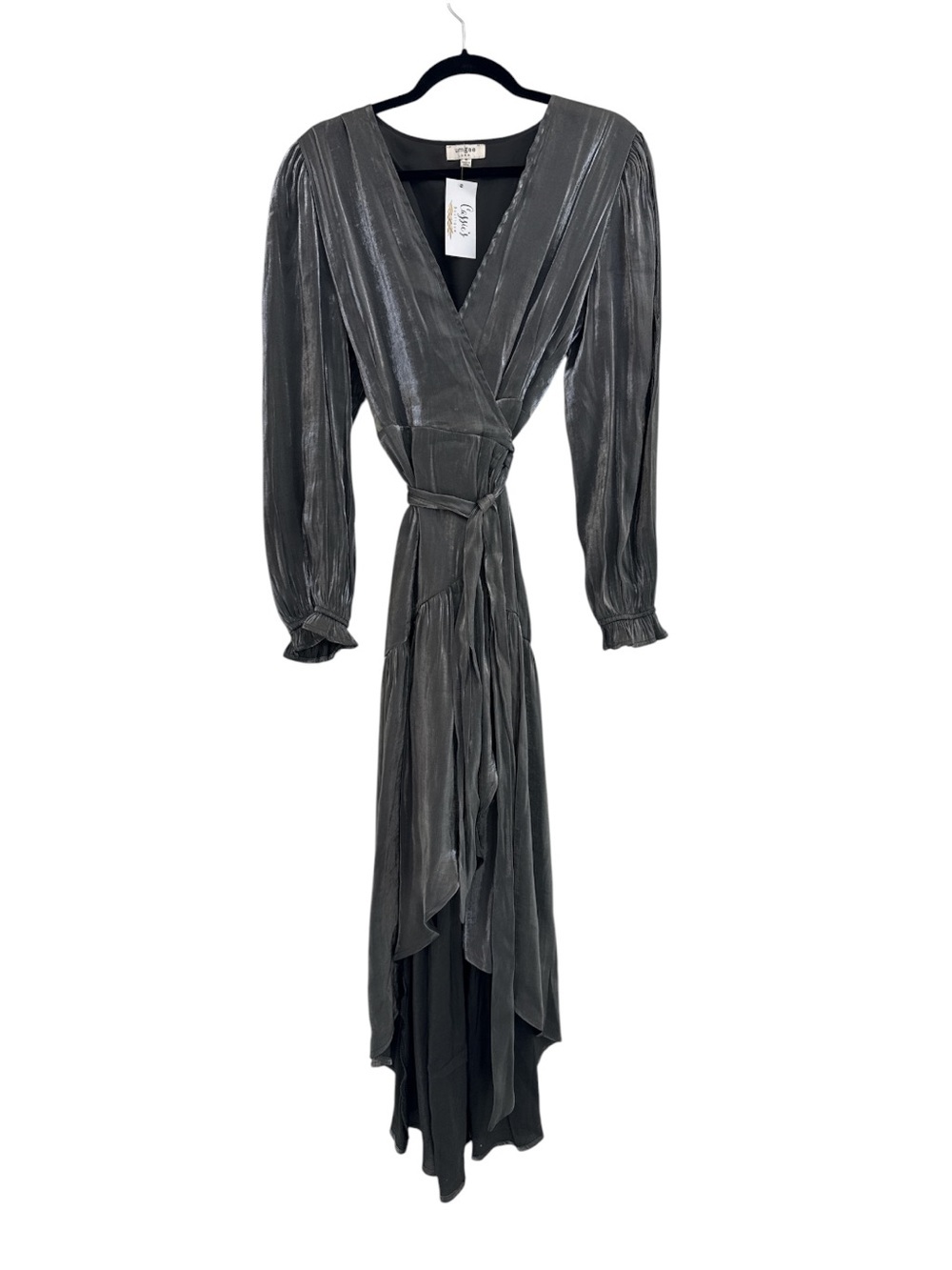 NWT Umgee Silver Metallic High-Low midi Wrap Dress New with tags